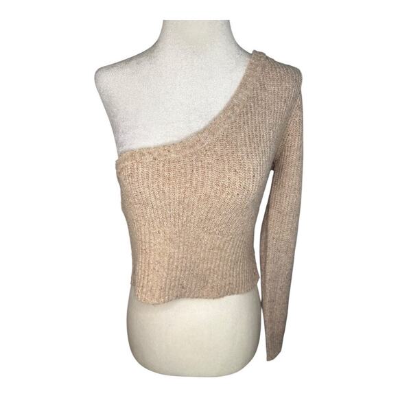 Steve Madden Women's Beige Asymmetrical‎ One-Shoulder Sweater Size Small NWOT - Picture 1 of 6